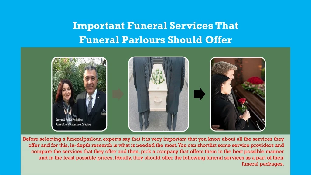 important funeral services that funeral parlours