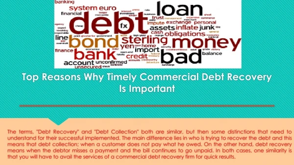 Top Reasons Why Timely Commercial Debt Recovery Is Important