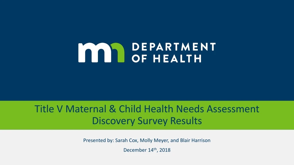 title v maternal child health needs assessment discovery survey results
