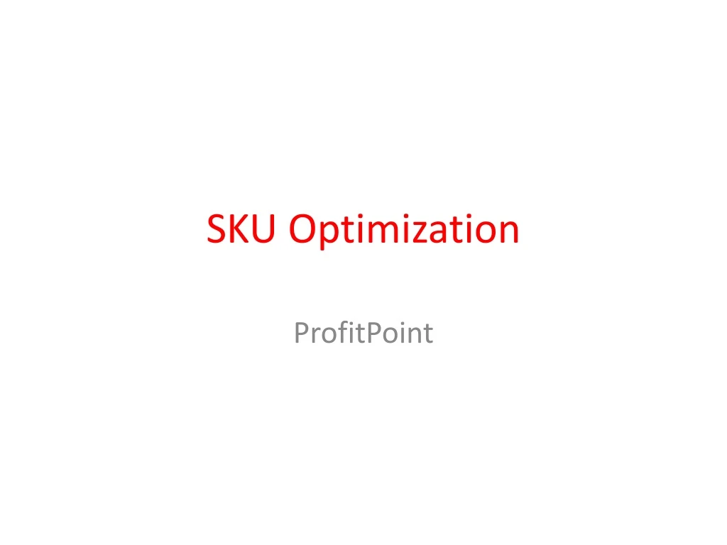 sku optimization