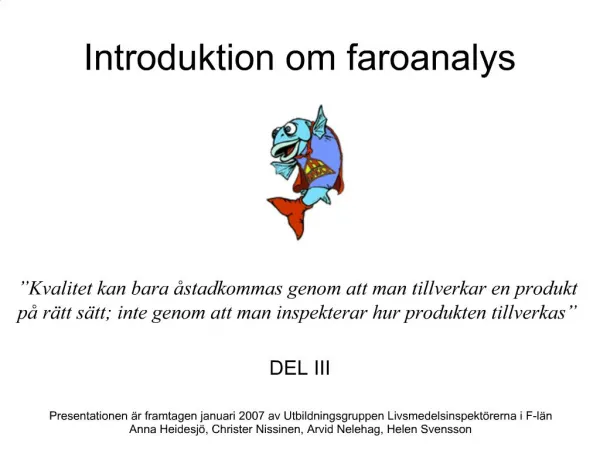 Introduktion om faroanalys