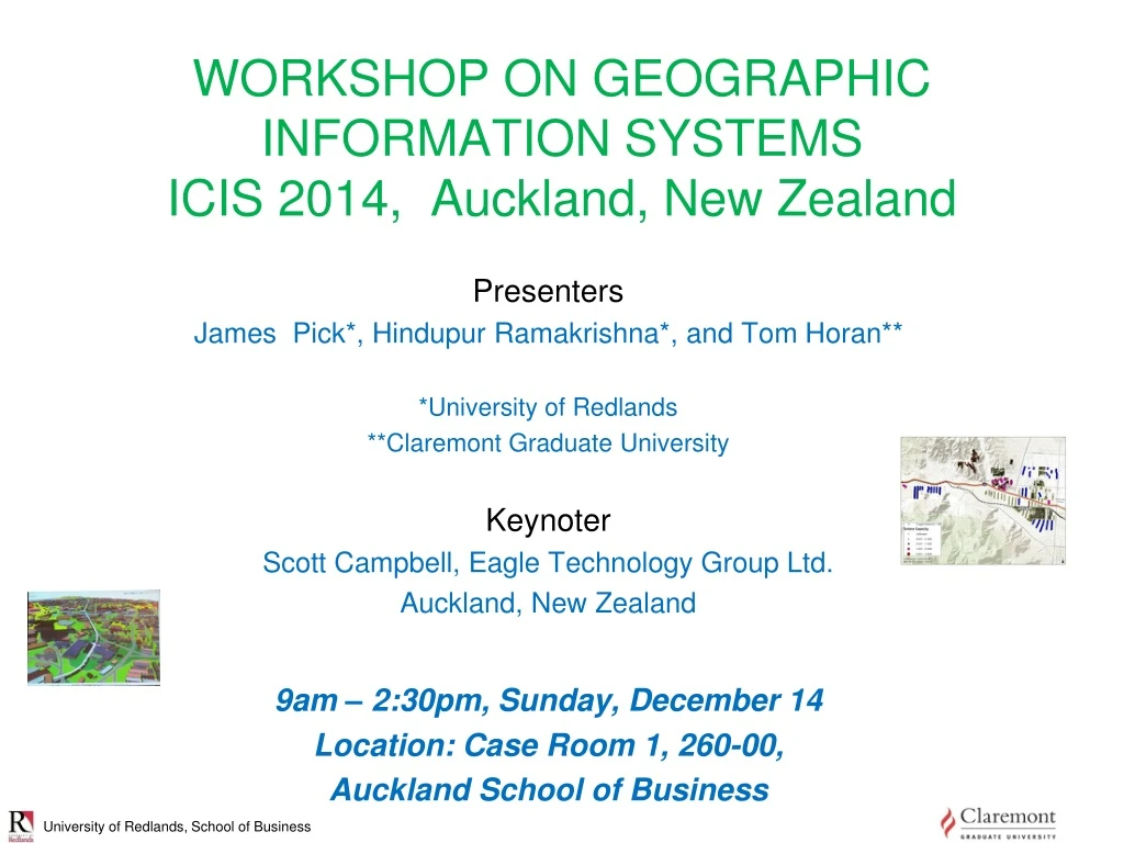 workshop on geographic information systems i cis 2014 auckland new zealand