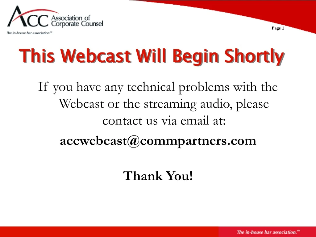 this webcast will begin shortly