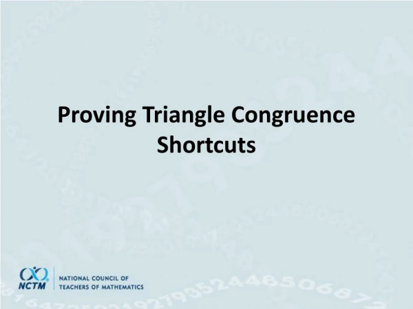 Proving Triangle Congruence Shortcuts