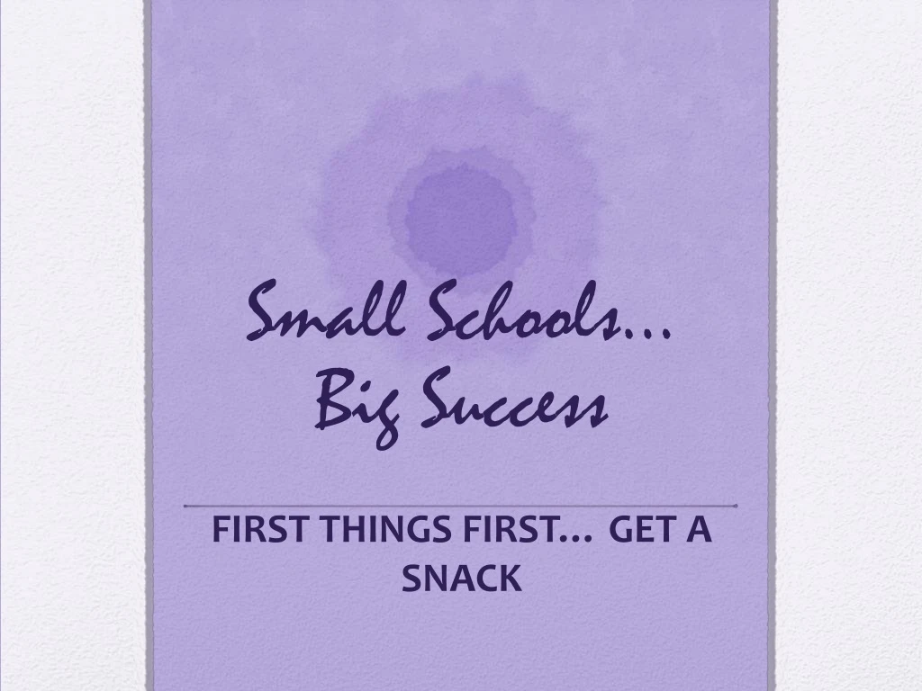 small schools big success