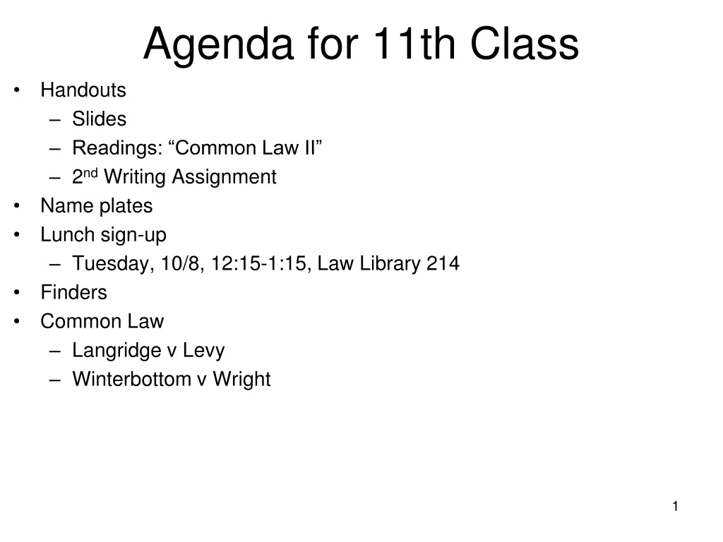 agenda for 11th class