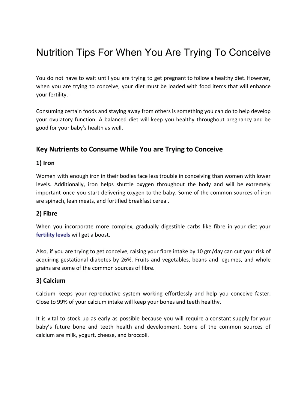 nutrition tips for when you are trying to conceive