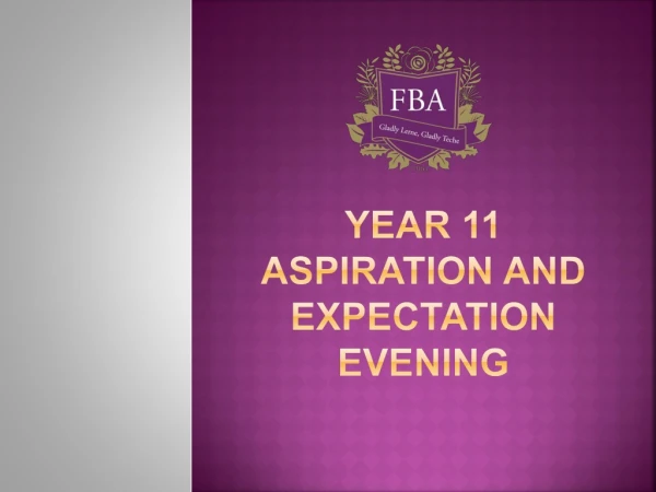 Year 11 Aspiration and Expectation evening