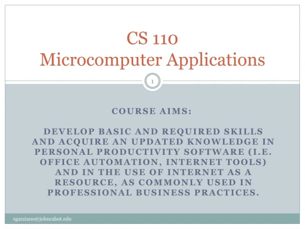 CS 110 Microcomputer Applications