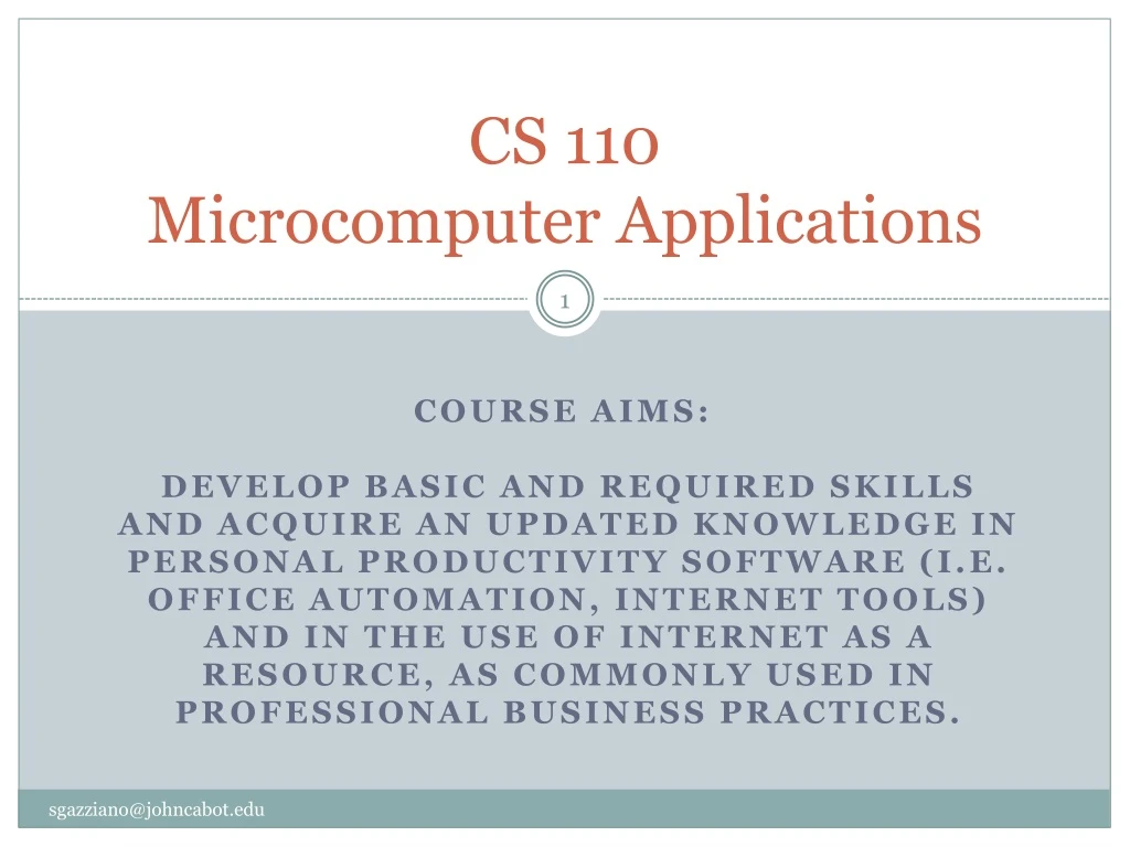 cs 110 microcomputer applications
