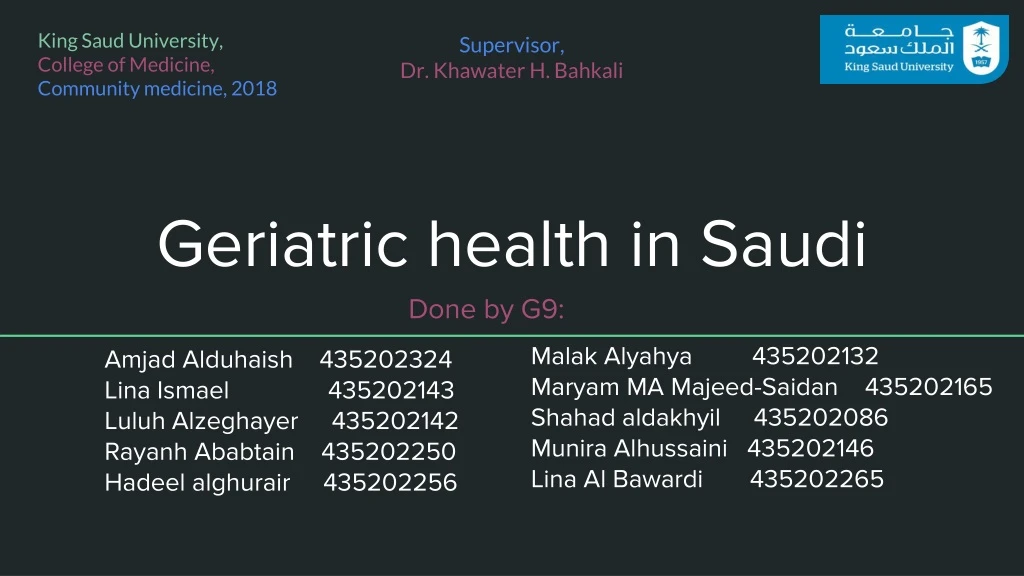 geriatric health in saudi