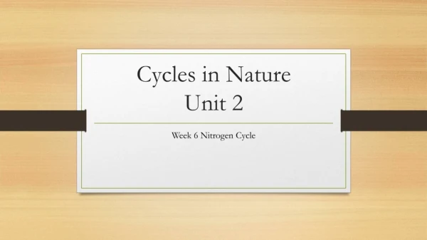 Cycles in Nature Unit 2
