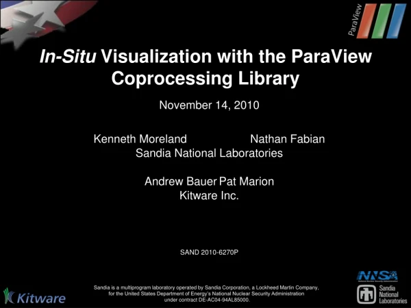 In-Situ Visualization with the ParaView C oprocessing Library