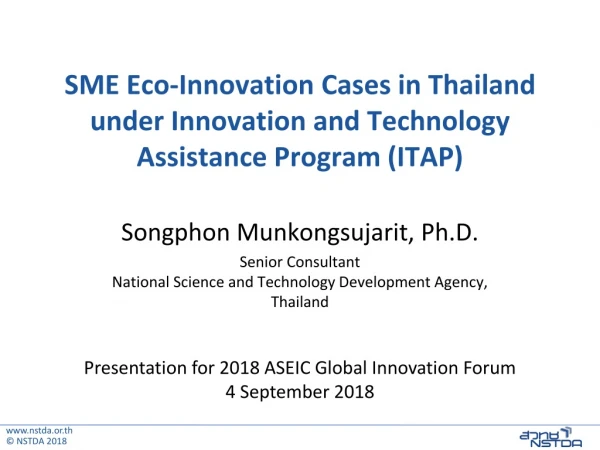 SME Eco-Innovation Cases in Thailand under Innovation and Technology Assistance Program (ITAP)