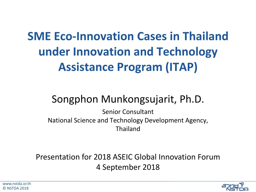 sme eco innovation cases in thailand under innovation and technology assistance program itap