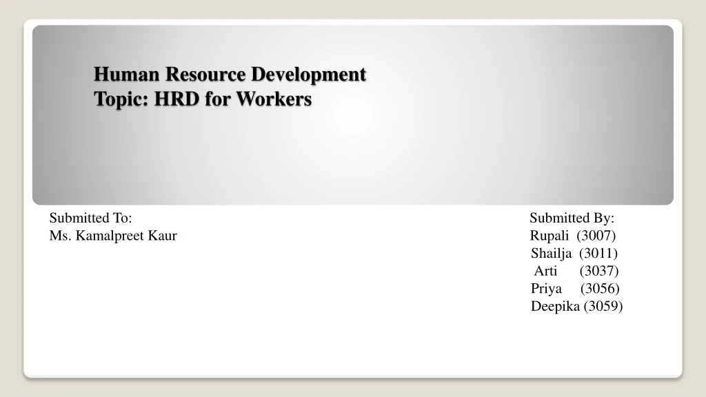 human resource development topic hrd for workers