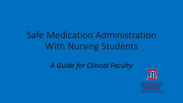 Safe Medication Administration With Nursing Students