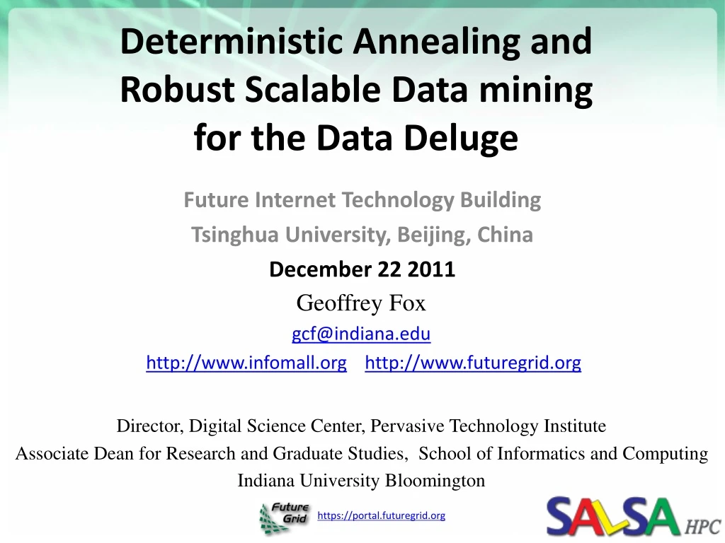 deterministic annealing and robust scalable data mining for the data deluge