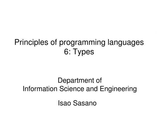 Principles of programming languages 6: Types