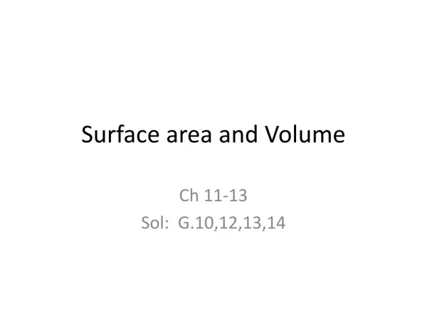 Surface area and Volume