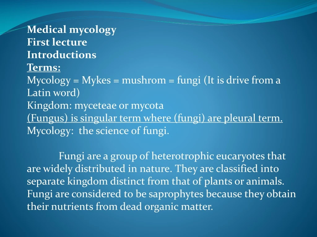 medical mycology first lecture introductions