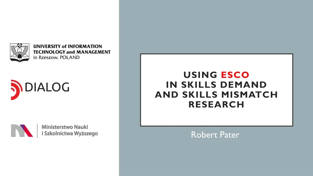 using esco in skills demand and skills mismatch research