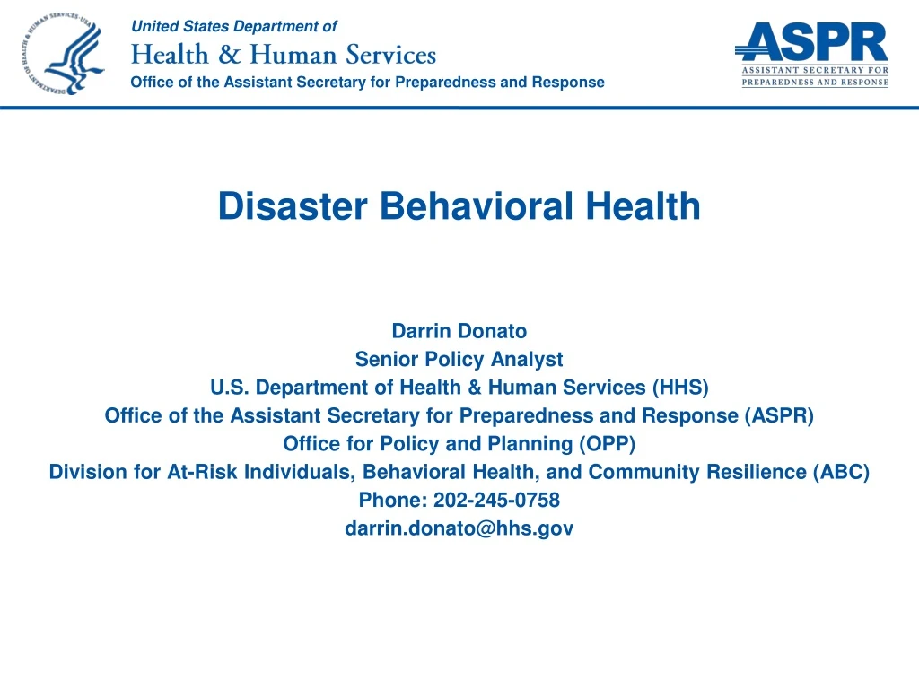 disaster behavioral health