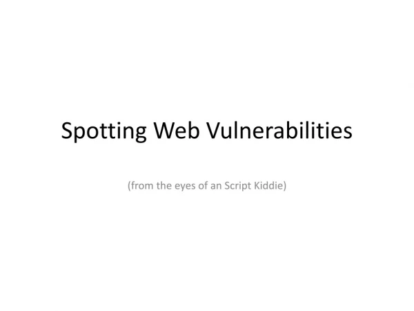 Spotting Web Vulnerabilities