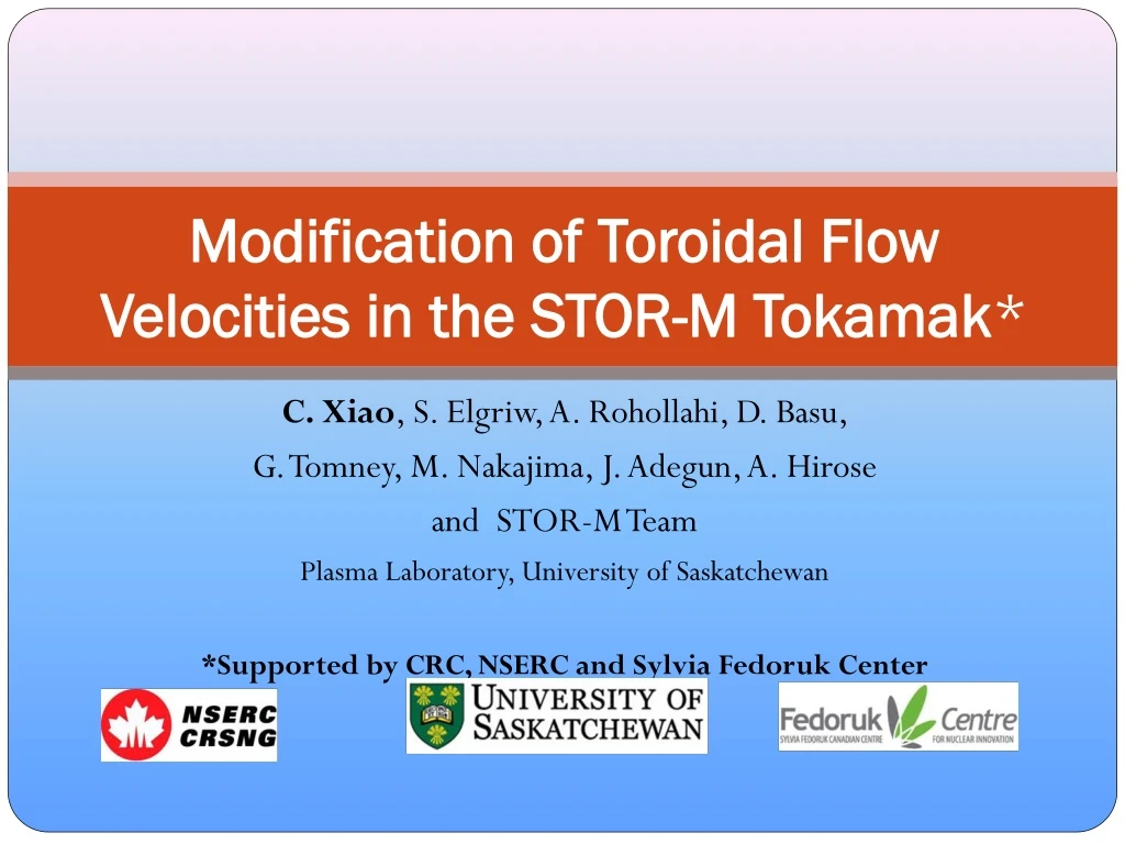 modification of toroidal flow velocities in the stor m tokamak