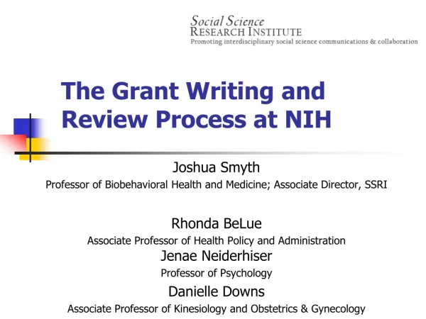 The Grant Writing and Review Process at NIH