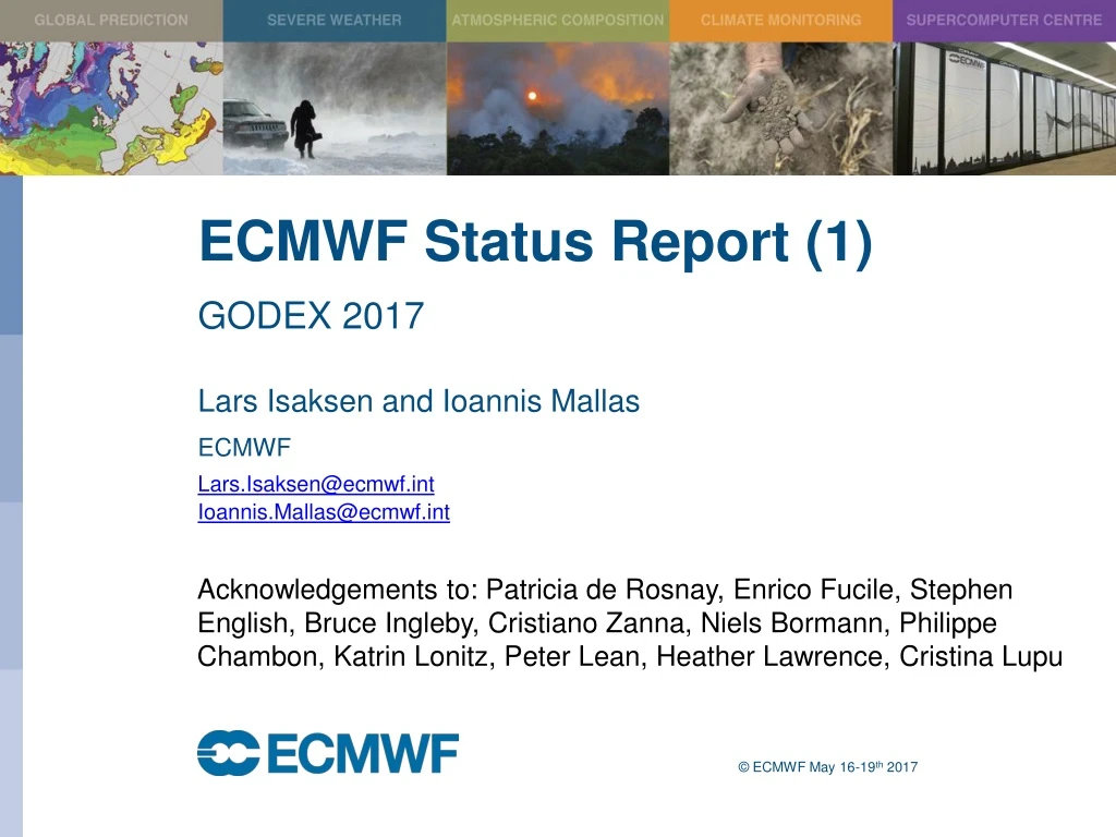 ecmwf status report 1