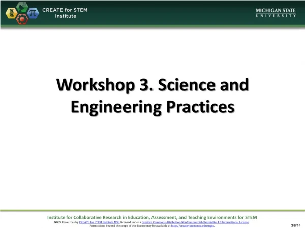 Workshop 3. Science and Engineering Practices