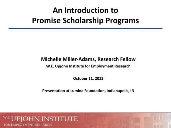 An Introduction to Promise Scholarship Programs