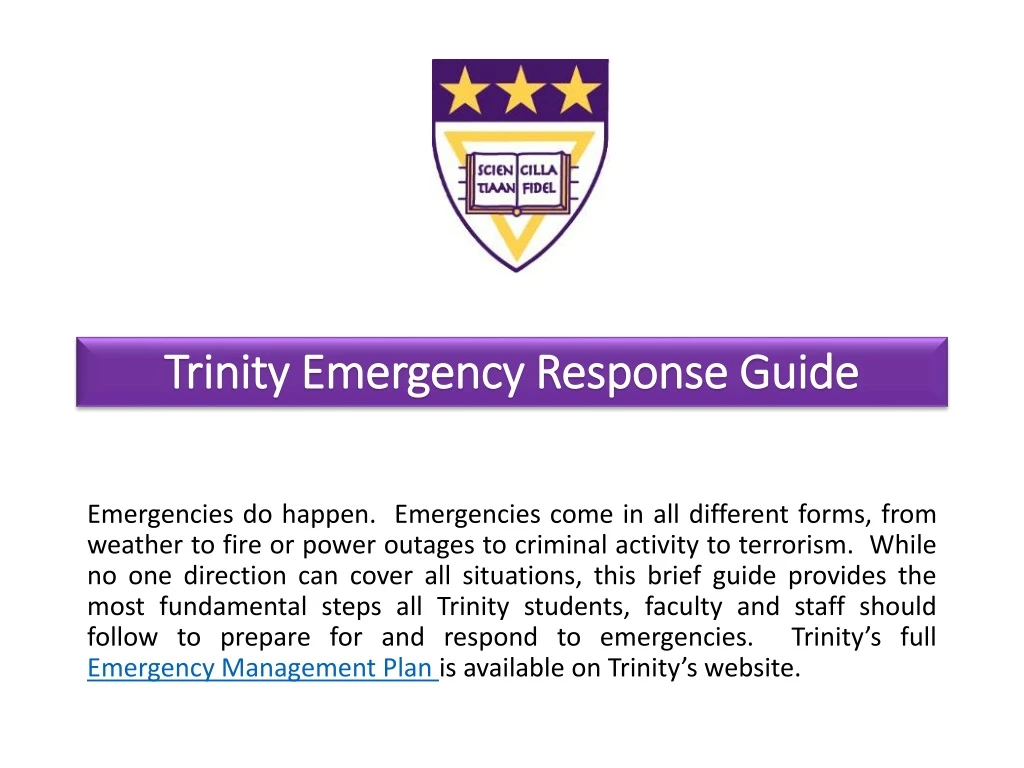 trinity emergency response guide