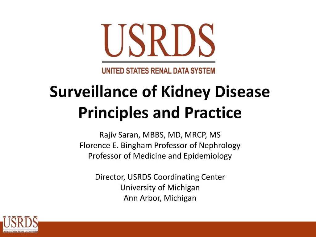 surveillance of kidney disease principles