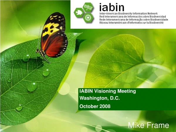IABIN Visioning Meeting Washington, D.C. October 2008
