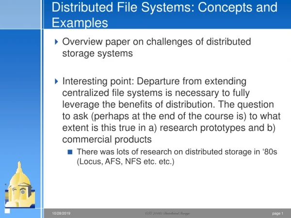 Distributed File Systems: Concepts and Examples
