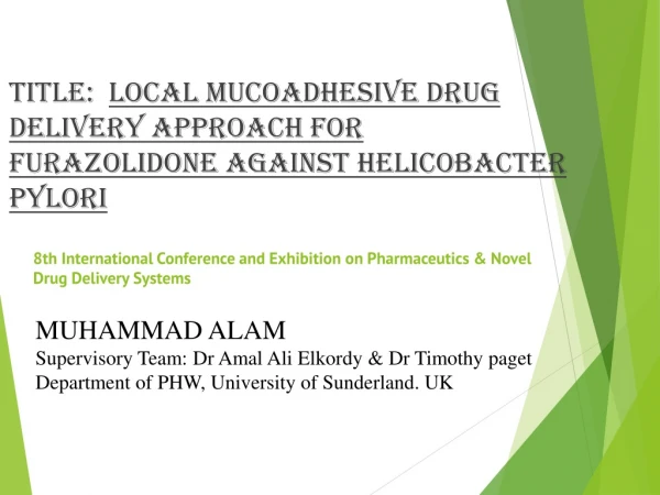 8th International Conference and Exhibition on Pharmaceutics &amp; Novel Drug Delivery Systems