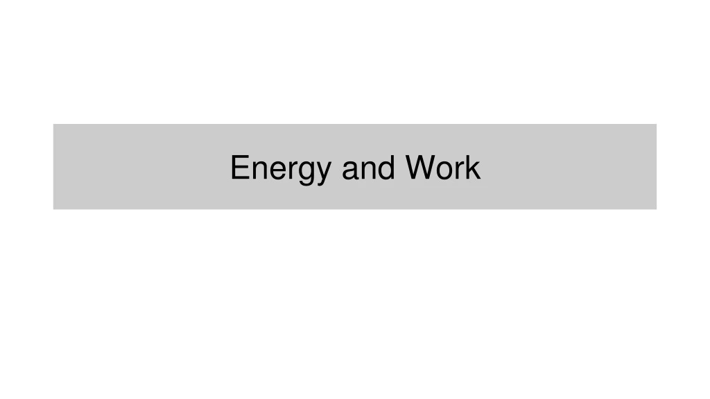 energy and work