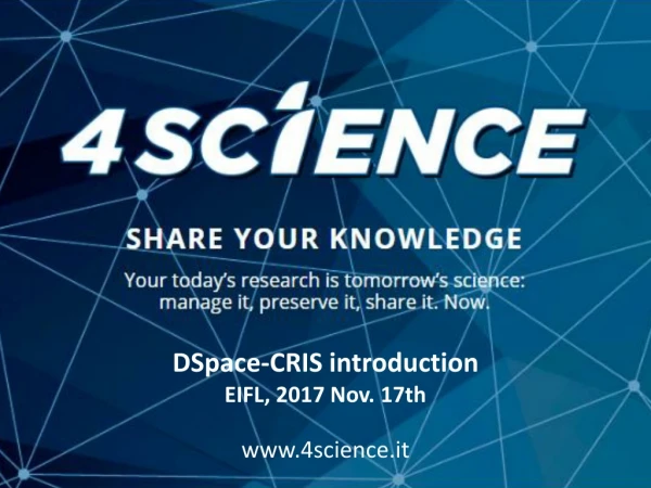 DSpace-CRIS introduction EIFL, 2017 Nov. 17th