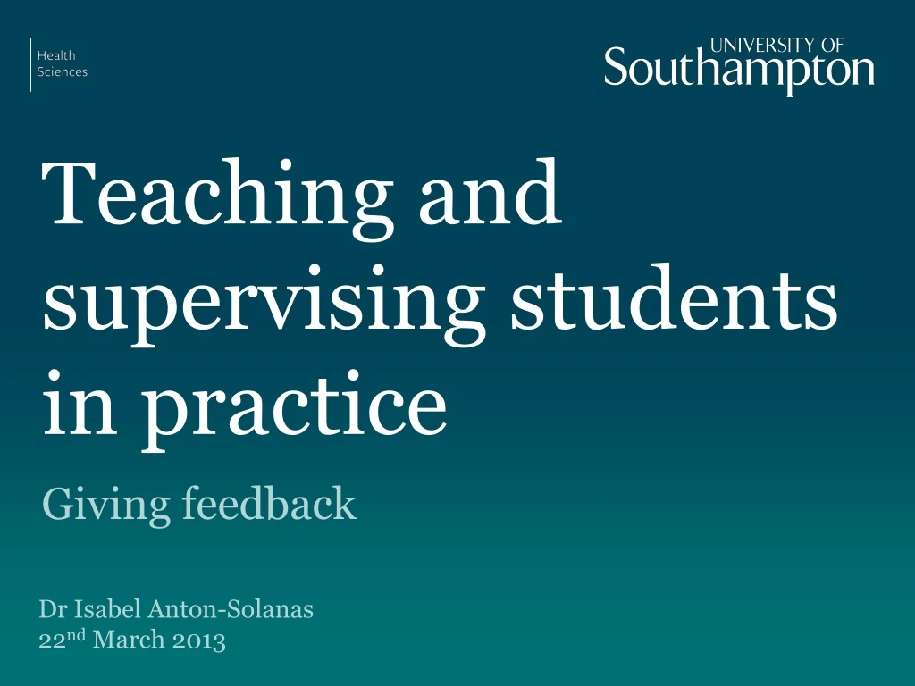 teaching and supervising students in practice