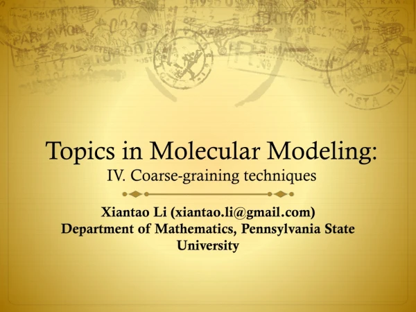 Topics in Molecular Modeling: IV. Coarse-graining techniques
