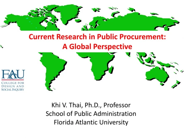 Current Research in Public Procurement: A Global Perspective
