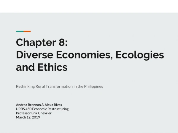 Chapter 8: Diverse Economies, Ecologies and Ethics