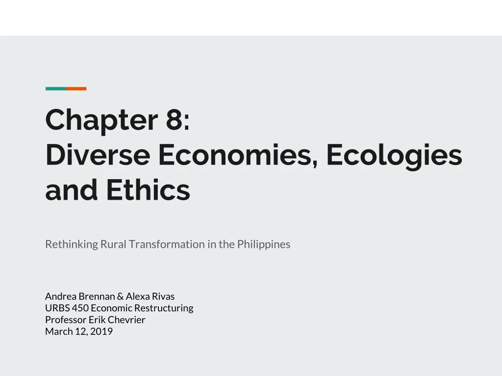 chapter 8 diverse economies ecologies and ethics