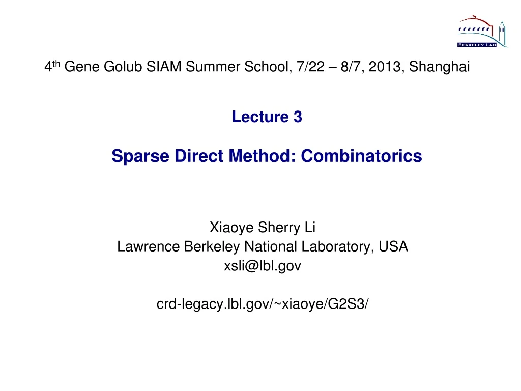 lecture 3 sparse direct method combinatorics