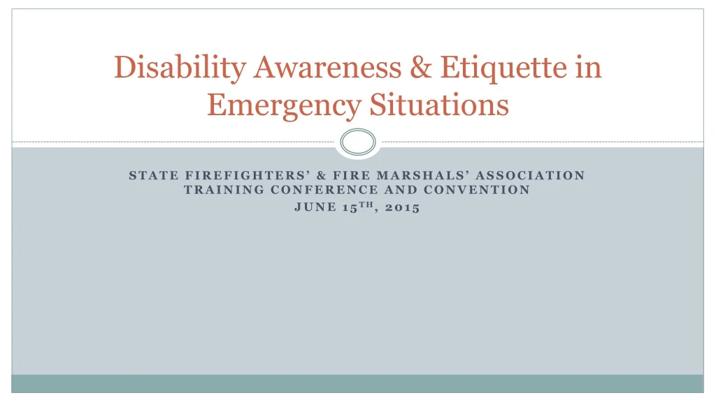 disability awareness etiquette in emergency situations