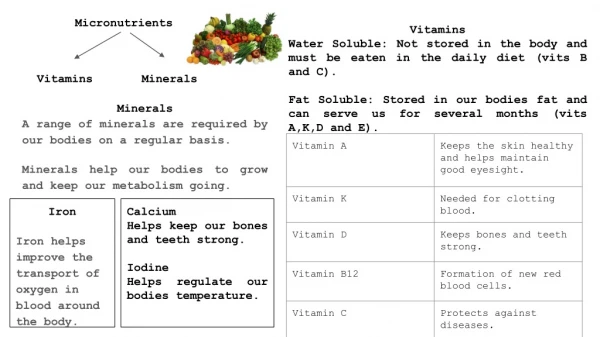 Micronutrients Vitamins Minerals