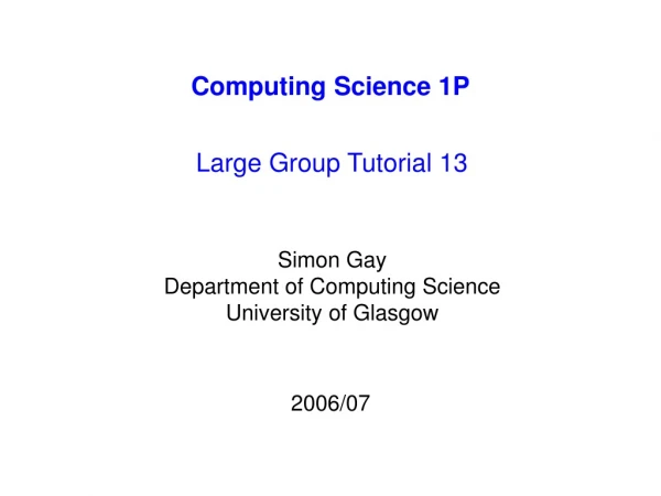 Computing Science 1P
