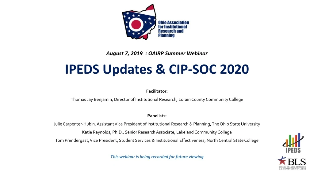 august 7 2019 oairp summer webinar ipeds updates